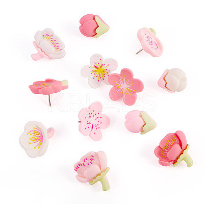 48Pcs Resin Flower & Iron Push Pins Set AJEW-TAC00050-1