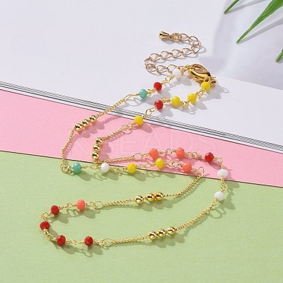 Faceted Glass Beaded Necklaces NJEW-JN03278-02-1
