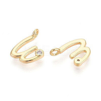 Brass Micro Pave Cubic Zirconia Charms KK-N263-97G-W-1