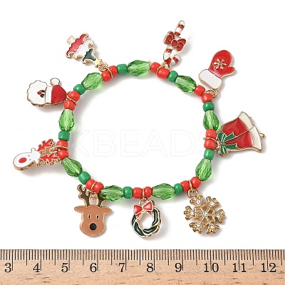Christmas Alloy Enamel Charm Bracelets LS-BJEW-B155-01A-KCG-1