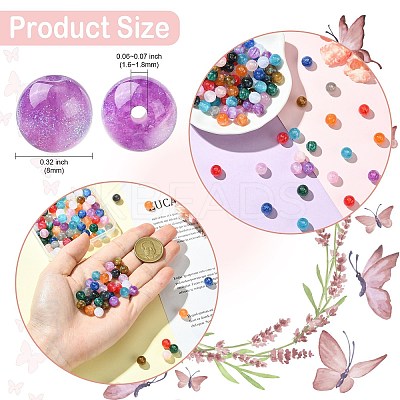 120Pcs 12 Colors Round Imitation Cat Eye Resin Beads RESI-CJ0004-65-1