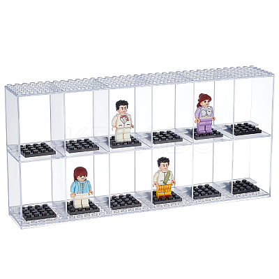 2-Tier 12-Slot Transparent Acrylic Mini Building Block Presentation Boxes without Lids ODIS-WH0030-145-1