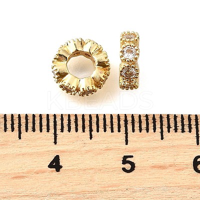 Flat Round Brass Micro Pave Cubic Zirconia Spacer Beads KK-L230-02G-02-1