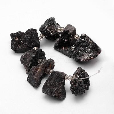 Electroplated Natural Agate Bead Strands G-G893-01-1