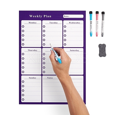 Magnetic Dry Erase Weekly Calendar for Fridge AJEW-E043-07A-1