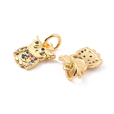 Rack Plating Brass Micro Pave Cubic Zirconia Charms ZIRC-C035-05G-1