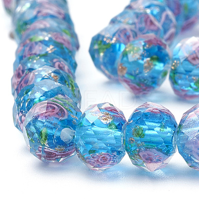 Handmade Gold Sand Lampwork Beads Strands LAMP-R141-8mm-04-1