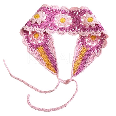 Sunflower Crochet Wool Elastic Headbands OHAR-PW0005-05F-1