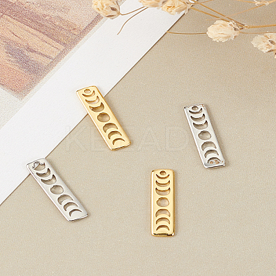 4Pcs 2 Colors Rack Plating Brass Moon Phase Bar Pendants KK-LP0001-59-1