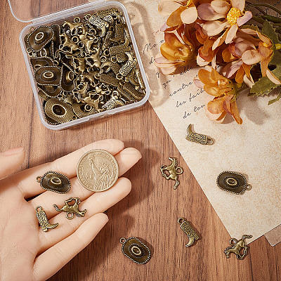 90Pcs 3 Styles Tibetan Style Alloy Pendants FIND-SC0011-69-1