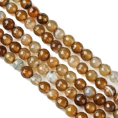 Natural Agate Round Beads Strand G-L084-6mm-04-1