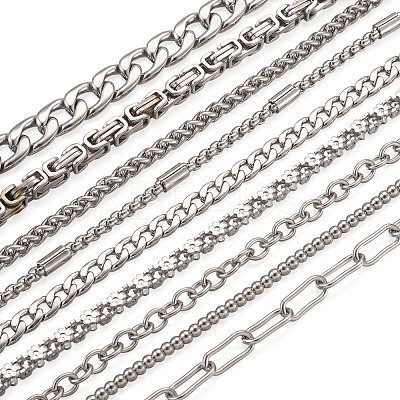 Unisex 304 Stainless Steel Chain Bracelets BJEW-TA0001-05P-1