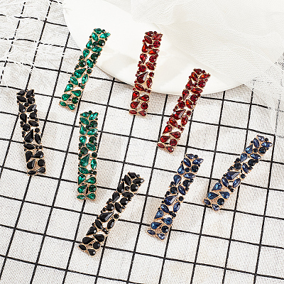 4 Pairs 4 Colors Alloy Rhinestone Stud Earrings for Women EJEW-AN0004-35-1