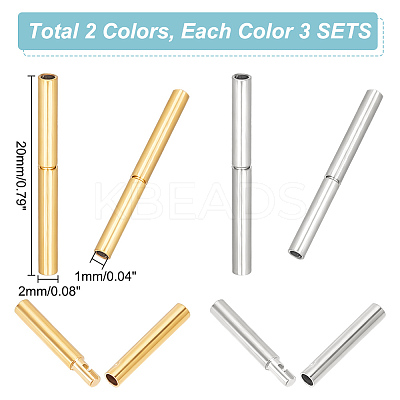 6 Sets 2 Colors 304 Stainless Steel Twist-in Bayonet Clasps STAS-UN0042-83-1