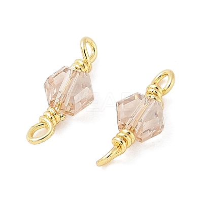 Glass Faceted Hexagon Connector Charms KK-C097-07G-01-1