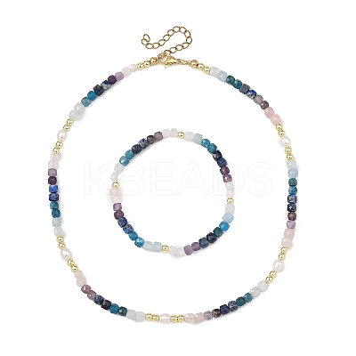 Gemstone & Electroplate Non-magnetic Synthetic Hematite Beads Beaded Necklaces & Bracelet Jewelry Sets for Women SJEW-JS01380-1