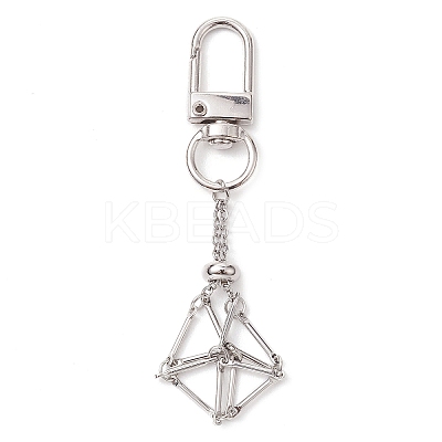304 Stainless Steel Chain Pouch Natural Gemstone Pendant Decorations HJEW-JM01889-01-1