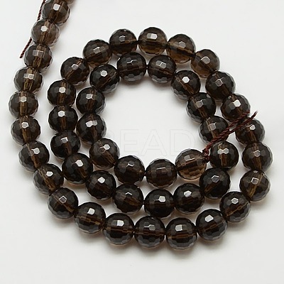 Smoky Quartz Beads Strands GSFR6mm176-128-1