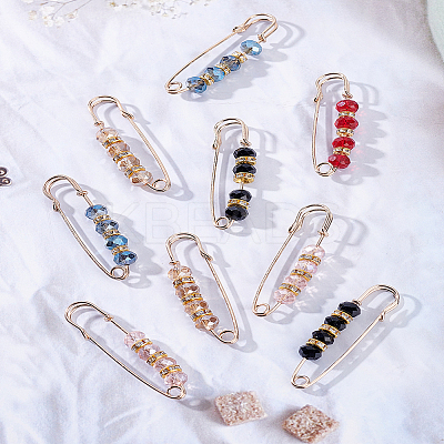 10Pcs 5 Colors Rodelle Glass Beaded Kilt Pins JEWB-LP0001-02-1