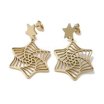 304 Stainless Steel Dangle Stud Earrings for Women EJEW-Z303-13G-1