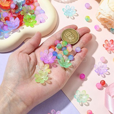 DIY Round Flower Acrylic Beads Jewelry Making Kits DIY-CJ0002-82-1