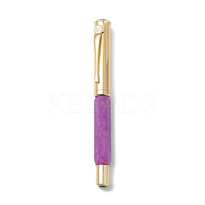 Dyed Natural Quartz Brass Pens AJEW-M209-05G-1