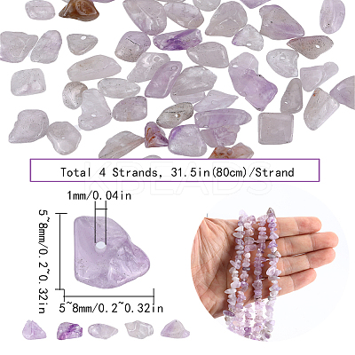 4 Strands Natural Lavender Amethyst Chip Beads Strands G-SC0002-65-1