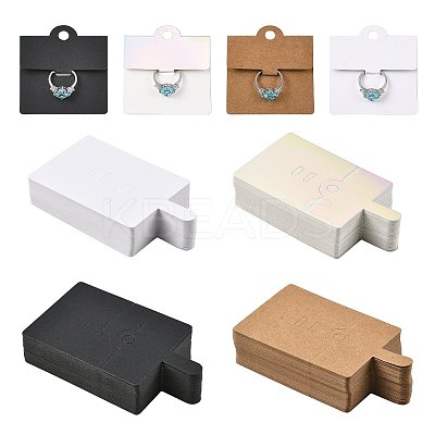 50Pcs Rectangle Foldable Paper Jewelry Display Cards for Rings CDIS-FS0001-31A-1