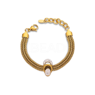 304 Stainless Steel Popcorn Chains Triple Layer Multi-strand Bracelet BJEW-Q775-09G-1