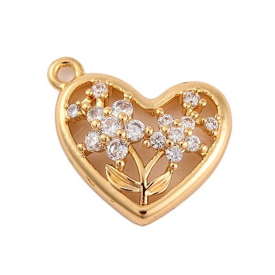 Brass Micro Pave Clear Cubic Zirconia Pendants KK-Z066-07G-1