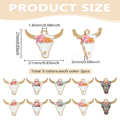 10Pcs 5 Colors Alloy Enamel Pendants FIND-LP0002-25-1