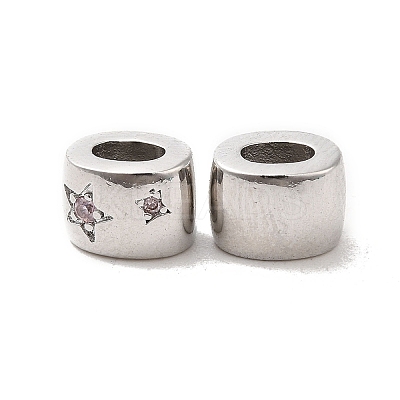 Brass Micro Pave Cubic Zirconia Beads KK-Q773-02P-01-1
