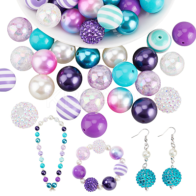 1 Set 5 Styles Resin Round Beads Set RESI-PH0001-98A-1