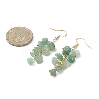 Natural Green Aventurine Chips Dangle Earrings EJEW-JE05266-05-1