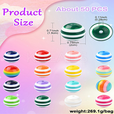Opaque Striped Resin Beads RESI-CJC0021-16-1