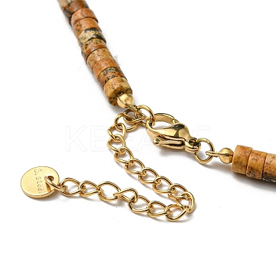 Natural Picture Jasper Bead Necklaces NJEW-K259-08G-1