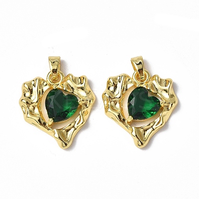 Brass Micro Pave Cubic Zirconia Pendants KK-P223-51G-02-1