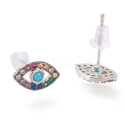 Brass Micro Pave Cubic Zirconia Stud Earrings ZIRC-I044-19A-1