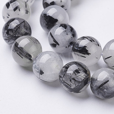 Natural Black Rutilated Quartz Beads Strands X-G-D295-10mm-1