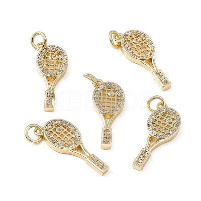 Brass Micro Pave Clear Cubic Zirconia Pendants KK-E068-VB143-1