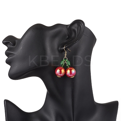 Acrylic Glass Cherry Dangle Earrings EJEW-MZ00510-1