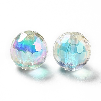 Two Tone UV Plating Rainbow Iridescent Acrylic Beads TACR-D010-03B-02-1