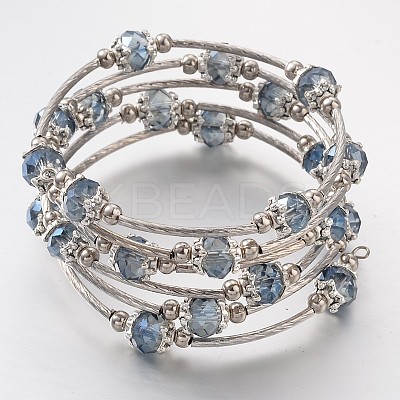 More Loops Glass Beads Wrap Bracelets BJEW-JB02043-1