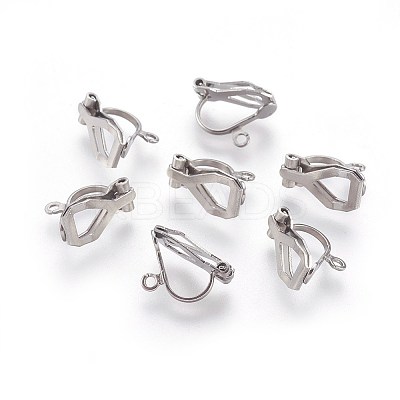 Non-Tarnish 304 Stainless Steel Clip-on Earrings Components X-STAS-F188-07P-1