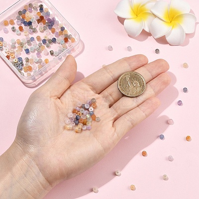 210Pcs 7 Styles Natural Flower Amazonite & Rose Quartz & Yellow Aventurine & Blue Aventurine(Dyed & Heated) & Labradorite & Red Aventurine & Lepidolite Beads G-YW0002-66-1