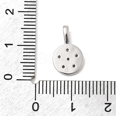 Brass Micro Pave Clear Cubic Zirconia Flat Round with Star Charms KK-A277-32P-1