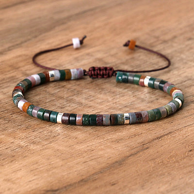 Natural Indian Agate Beaded Braided Bracelets QH4784-27-1