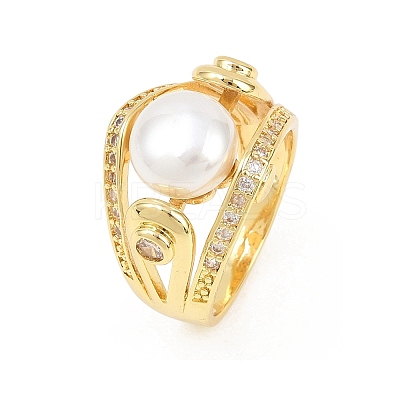 Brass Micro Pave Cubic Zirconia Finger Rings for Women RJEW-D340-02G-07-1