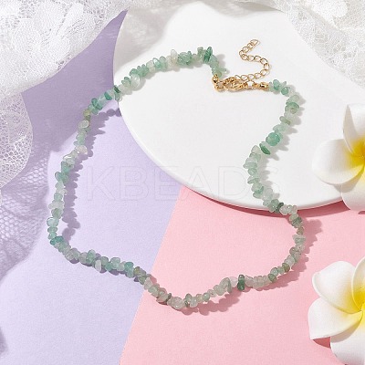 Natural Green Aventurine Chip Beaded Necklace NJEW-JN04616-14-1