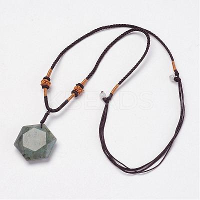 Natural Labradorite Pendant Necklaces NJEW-P157-02-1